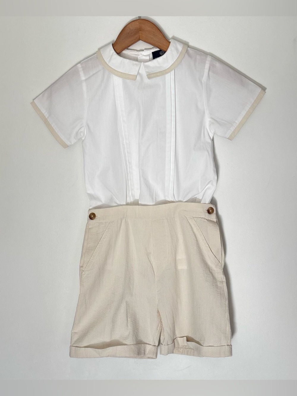 Troters Heritage London The Rupert Set Oatmeal White Size 6/7 Boys